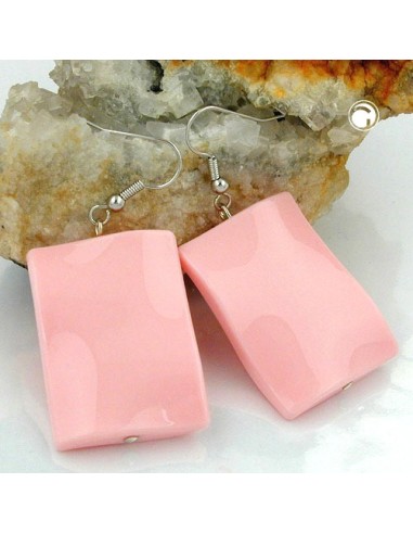 hook earrings pillow bead pink