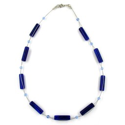 necklace tube beads blue