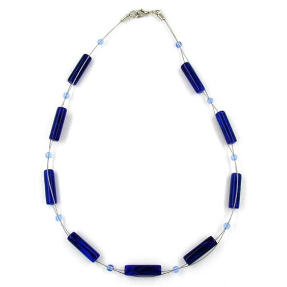 necklace tube beads blue