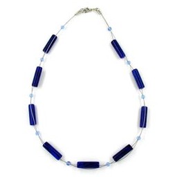 necklace tube beads blue