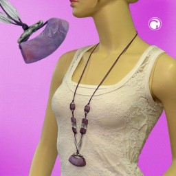 necklace tube flat curved purple 90cm