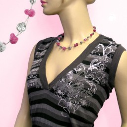 necklace antique-like pink silver-mirrored