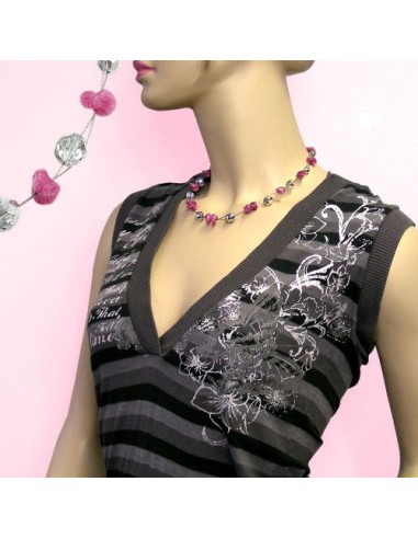 necklace antique-like pink silver-mirrored