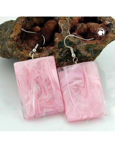 hook earrings pillow bead pink marbled