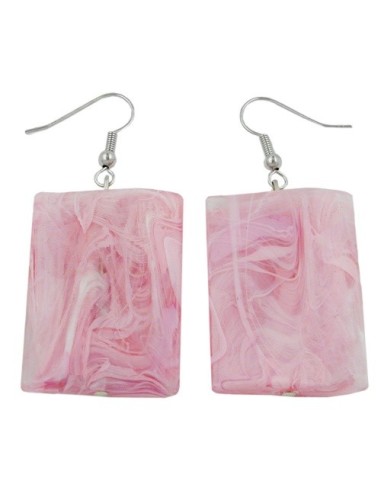 hook earrings pillow bead pink marbled