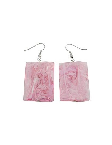 hook earrings pillow bead pink marbled