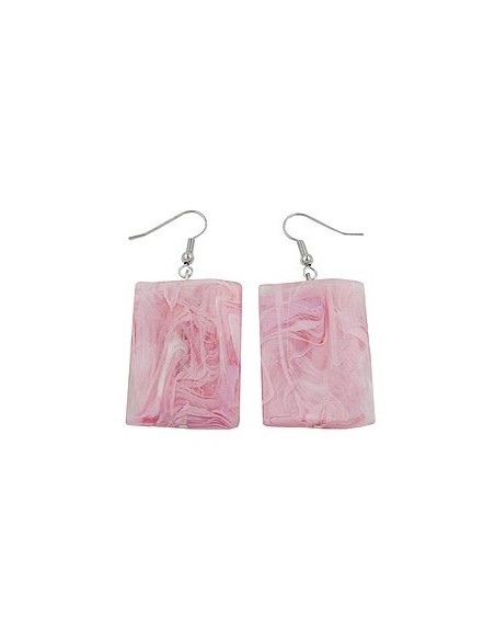 hook earrings pillow bead pink marbled