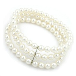 bracelet glass beads white wax 23cm