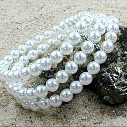 bracelet glass beads white wax 23cm