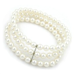 bracelet glass beads white wax 23cm