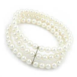 bracelet glass beads white wax 23cm