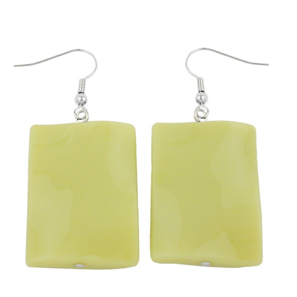 hook earrings pillow bead ligth green