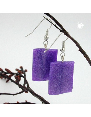 hook earrings pillow bead purple