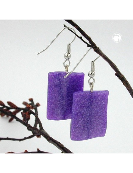 hook earrings pillow bead purple