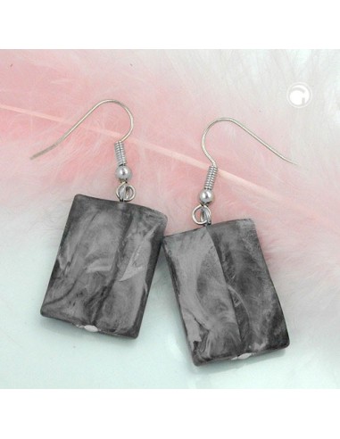 hook earrings pillow bead black grey