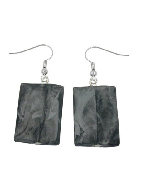 hook earrings pillow bead black grey