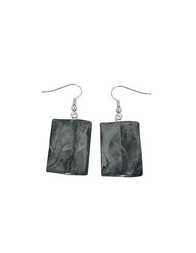 hook earrings pillow bead black grey