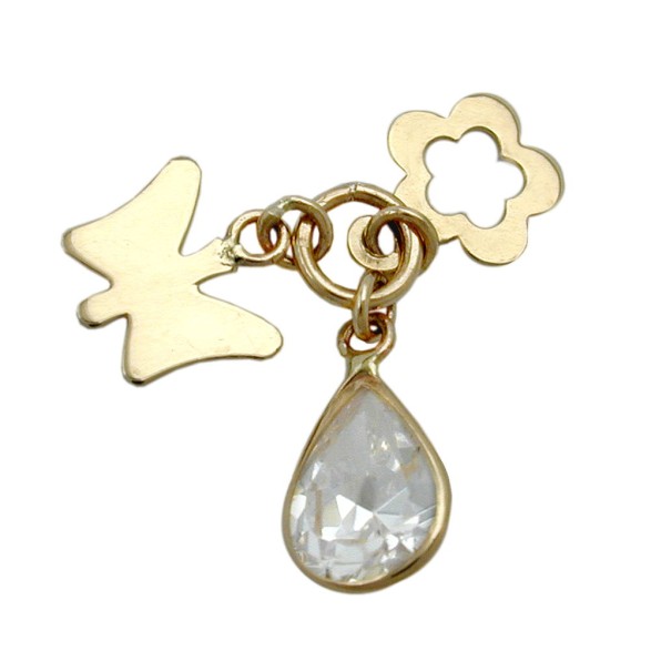 pendant butterfly zirconia 9k gold