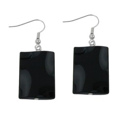 hook earrings pillow bead shiny black