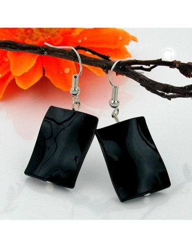 hook earrings pillow bead shiny black