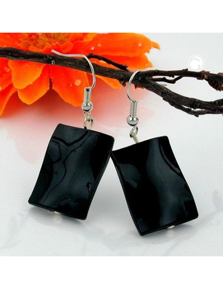 hook earrings pillow bead shiny black