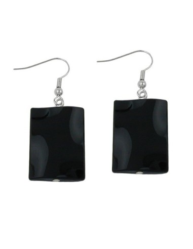 hook earrings pillow bead shiny black
