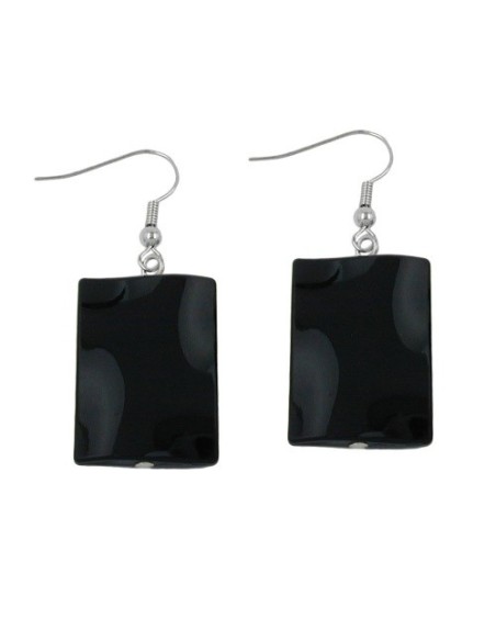 hook earrings pillow bead shiny black