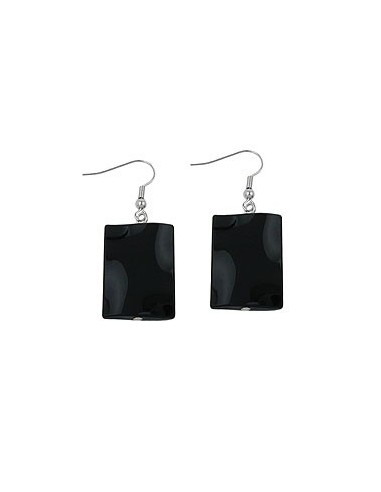 hook earrings pillow bead shiny black