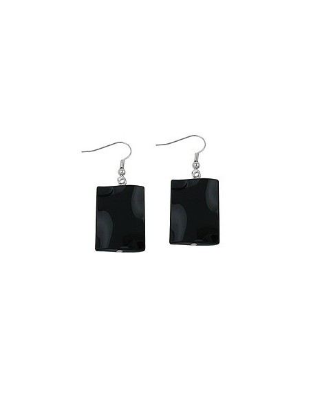 hook earrings pillow bead shiny black