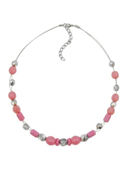 necklace pink and silver-mirrored glass beads