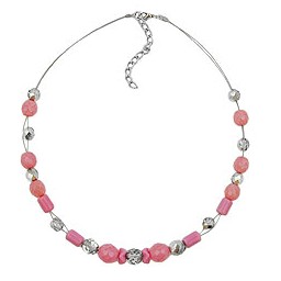 necklace pink and silver-mirrored glass beads