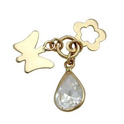 pendant butterfly zirconia 9k gold