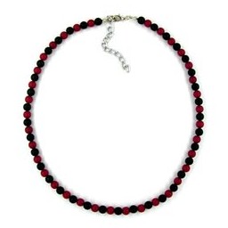 necklace beads bordeaux/black