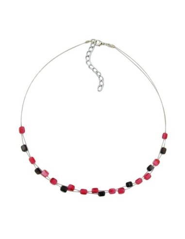 necklace glass beads cube beads pink and brown