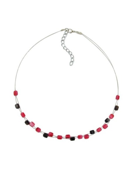 necklace glass beads cube beads pink and brown