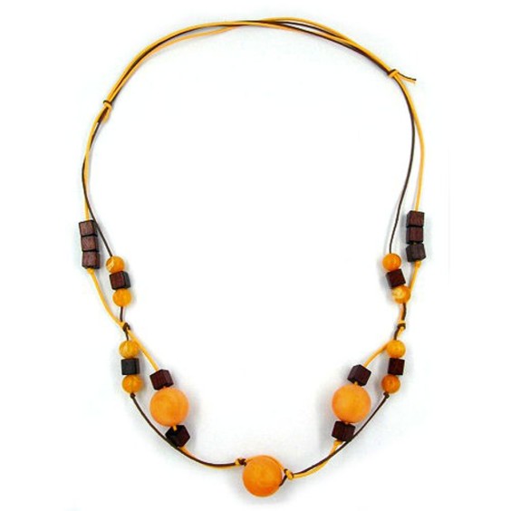 necklace yellow brown cubes 100cm