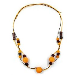 necklace yellow brown cubes 100cm