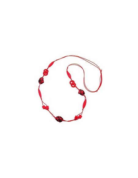 necklace red/black beads on red cord 100cm