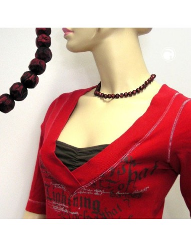 necklace red/ black beads 42 cm