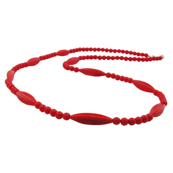 necklace red beads 80cm