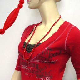 necklace red beads 80cm