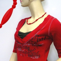 necklace red beads 50cm