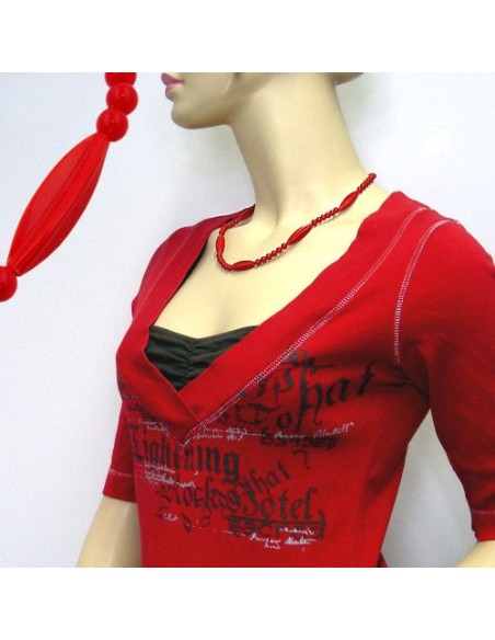 necklace red beads 50cm