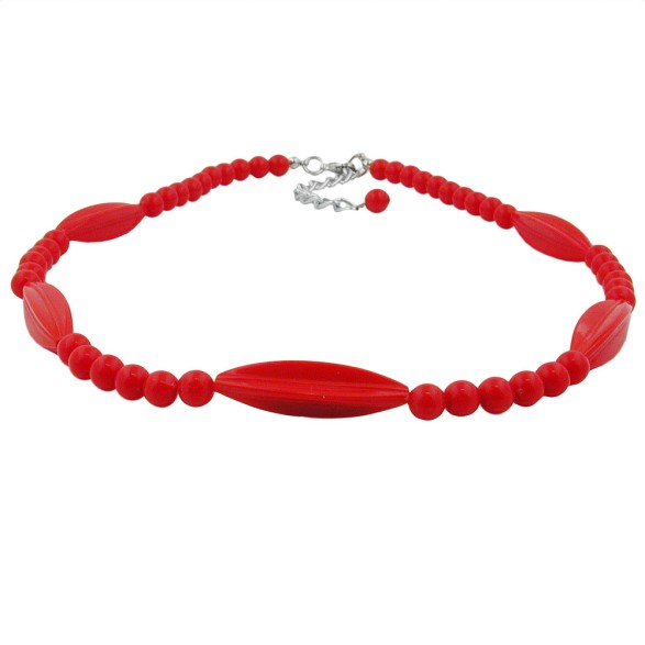 necklace red beads 42cm