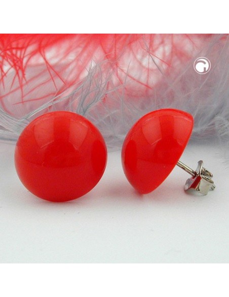 stud earrings red glossy 13mm