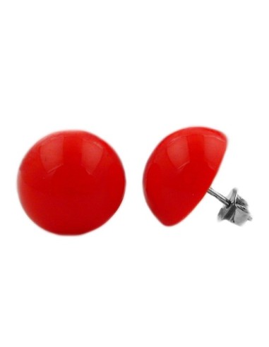 stud earrings red glossy 13mm