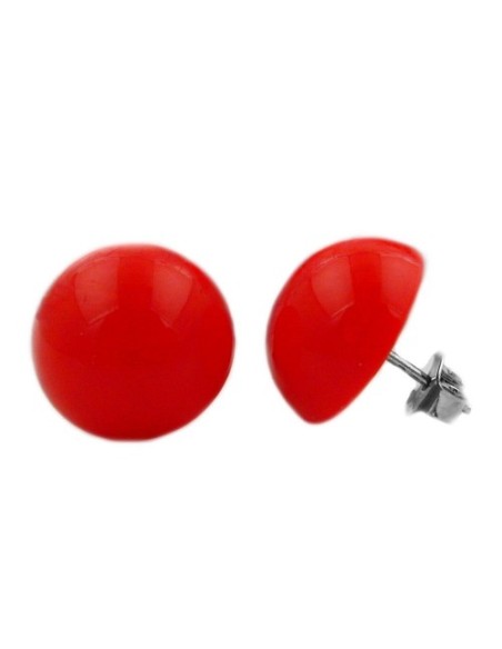 stud earrings red glossy 13mm