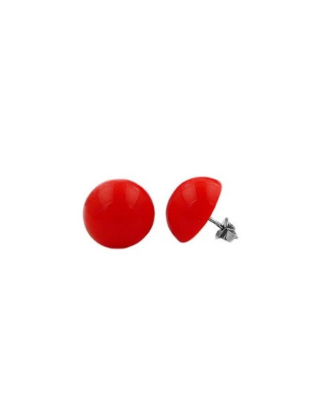 stud earrings red glossy 13mm