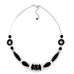 necklace black and silver-coloured shiny 48cm