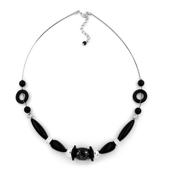 necklace black and silver-coloured shiny 48cm